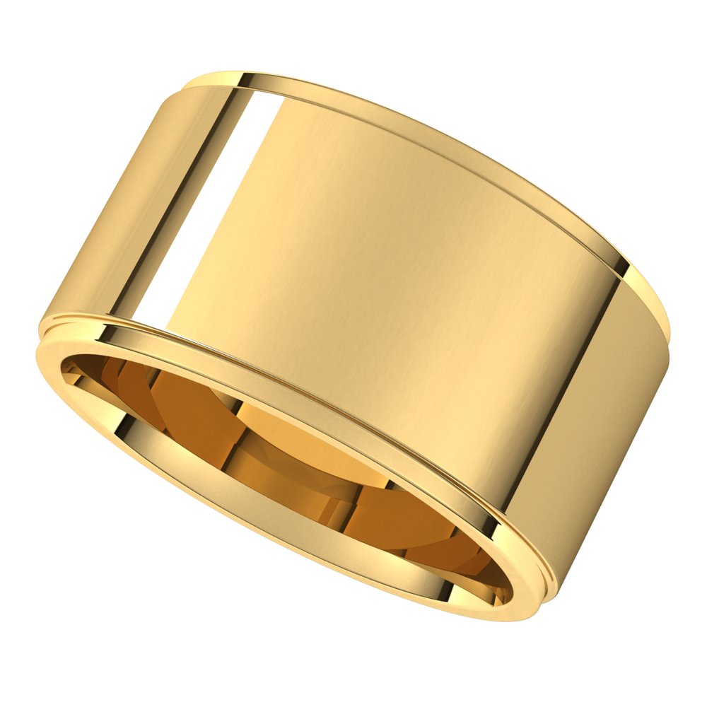 14K Yellow 11 mm Stepped-Edge Comfort-Fit Flat Band Size 9