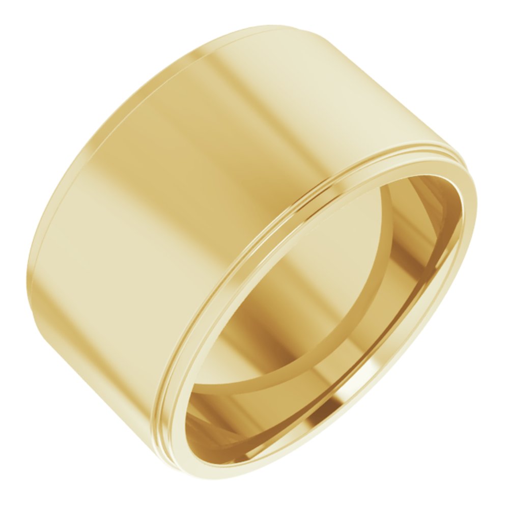 10K Yellow Gold 11 mm Stepped-Edge Comfort-Fit Flat Band Size 11.5