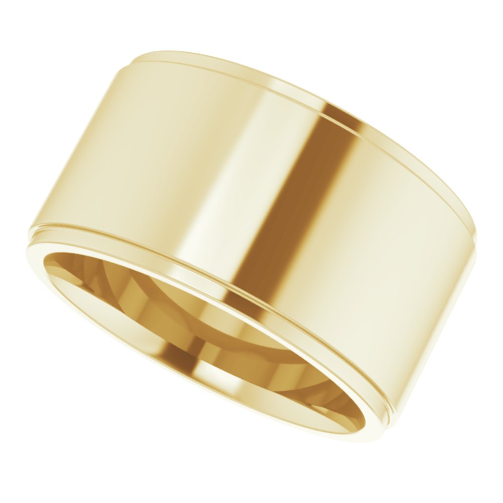 10K Yellow Gold 11 mm Stepped-Edge Comfort-Fit Flat Band Size 11.5