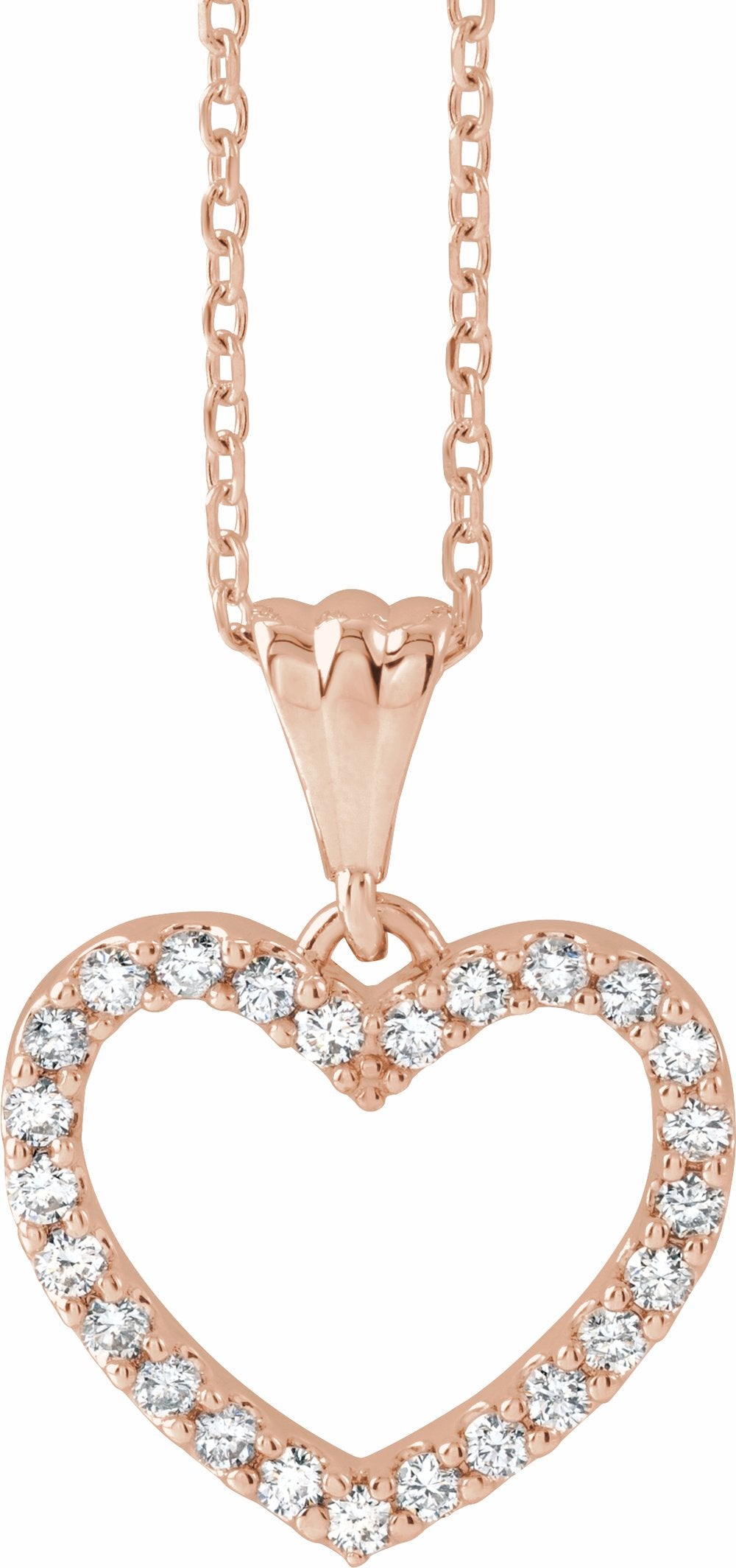 14K Rose Gold 1/5 CTW Natural Diamond Heart 18" Necklace