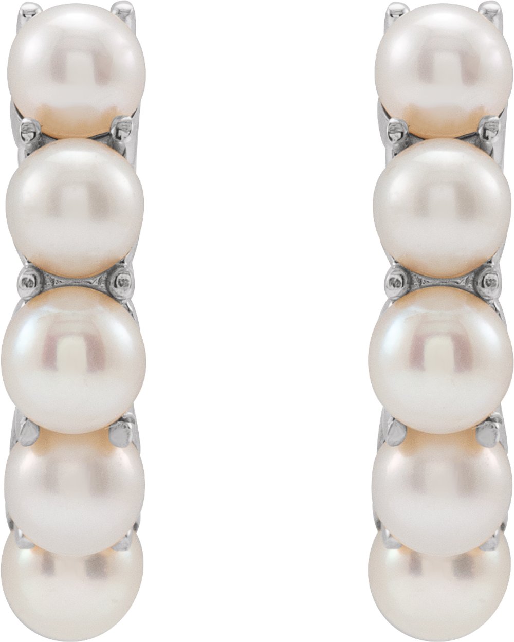 14K White Cultured White Freshwater Pearl 14 mm Huggie Hoop Earrings