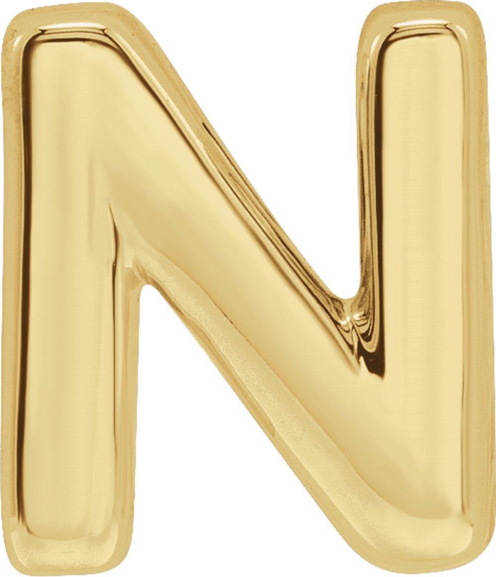 14K Yellow Gold Block Initial N Slide Pendant