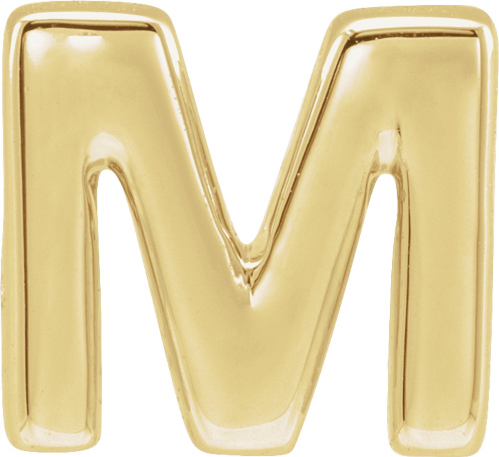 14K Yellow Gold Block Initial M Slide Pendant
