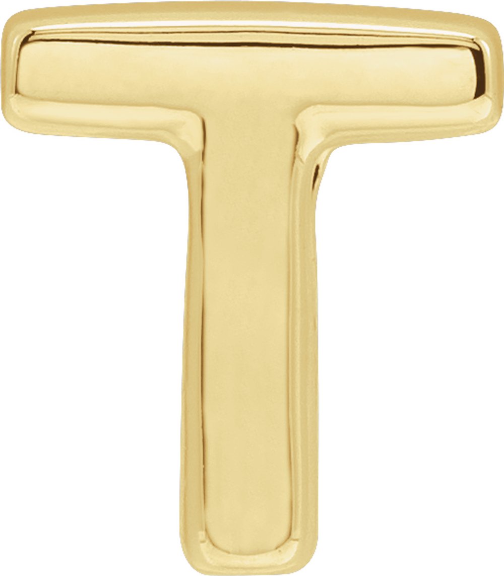 14K Yellow Gold Block Initial T Slide Pendant