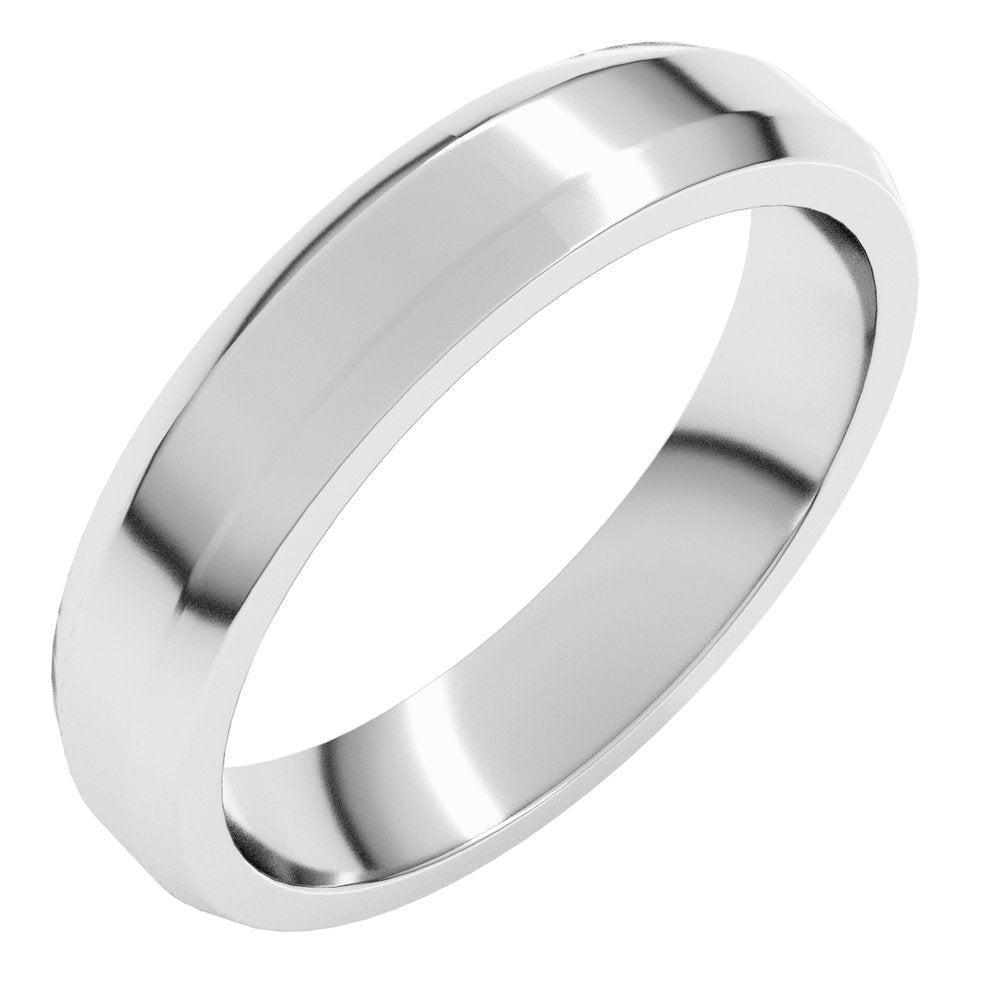 Sterling Silver 4 mm Lightweight Beveled-Edge Flat Band Size 9