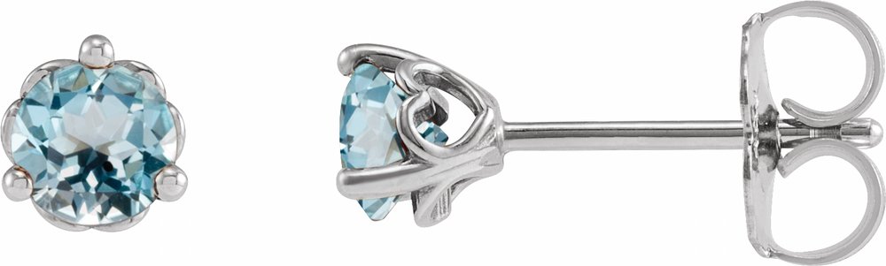Sterling Silver 4 mm Natural Sky Blue Topaz Earrings