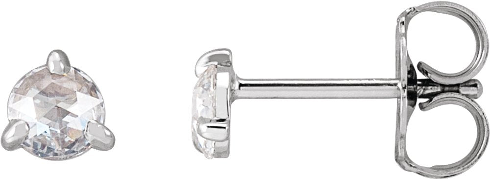 14K White Gold 1/5 CTW Rose-Cut Natural Diamond Stud Earrings