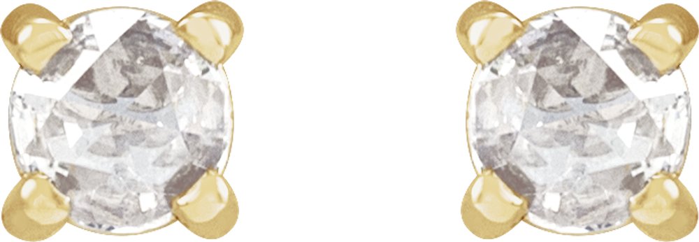 14K Yellow 1/8 CTW Rose-Cut Natural Diamond 4-Prong Claw Earrings