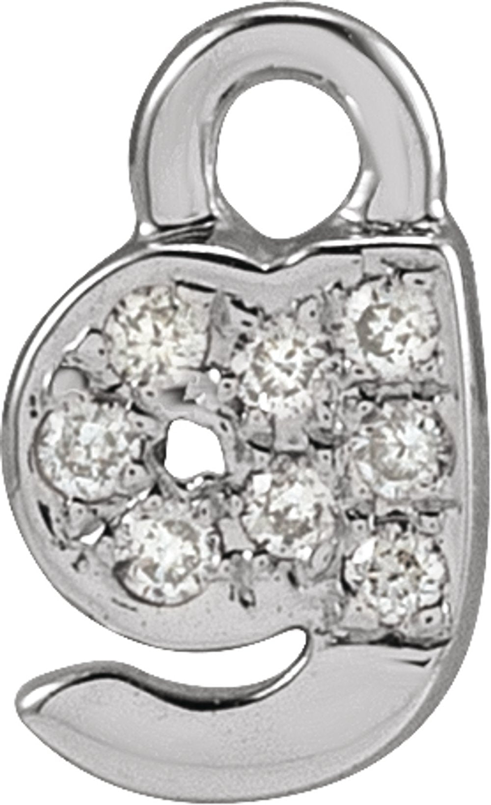 14K White Petite Pavé™ .02 CTW Natural Diamond Initial G Dangle