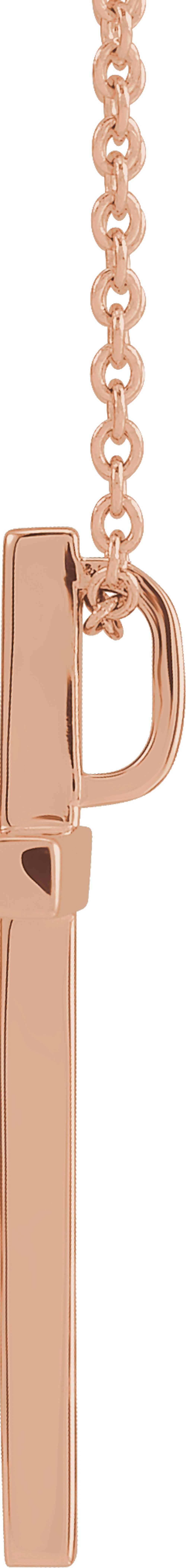 14K Rose 17.4x11.1 mm Cross 18" Necklace