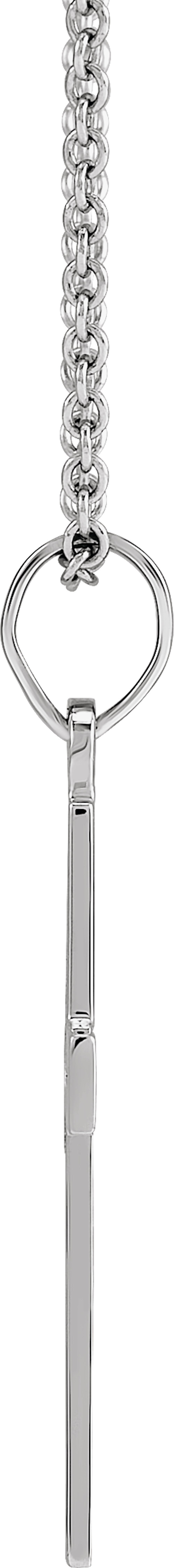14K White Gold .01 CT Natural Diamond Cross 18" Necklace