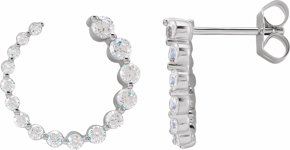 14K White Gold 7/8 CTW Lab-Grown Diamond Front-Back Earrings