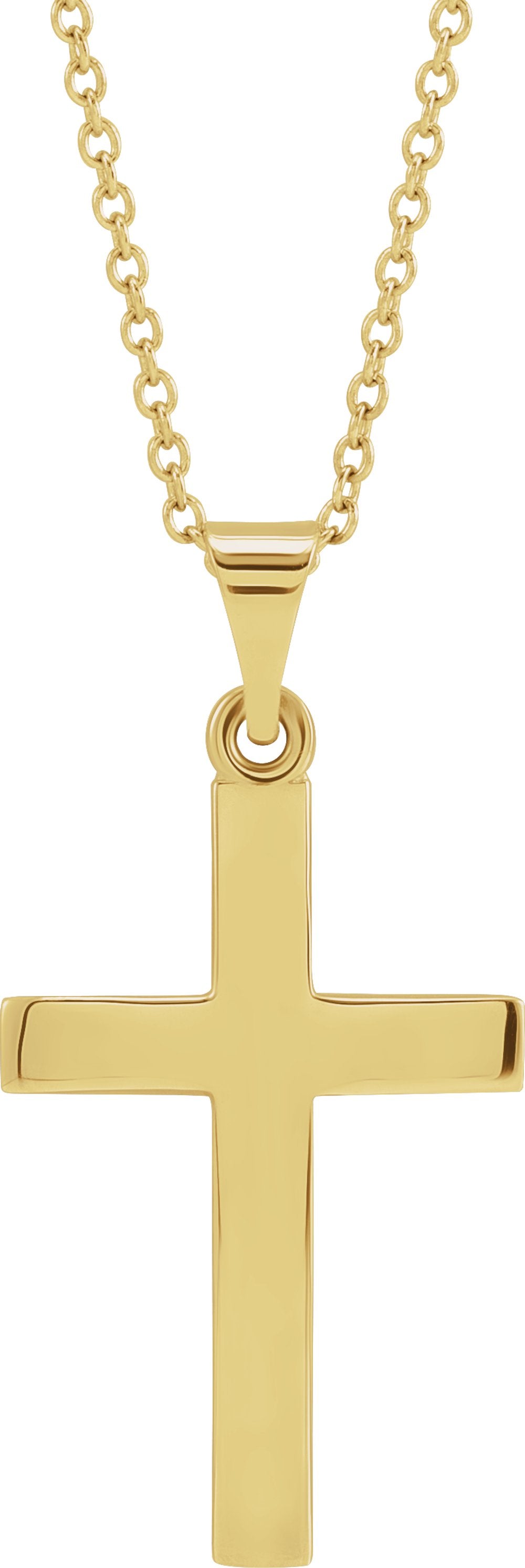 14K Yellow Gold Cross 18" Necklace