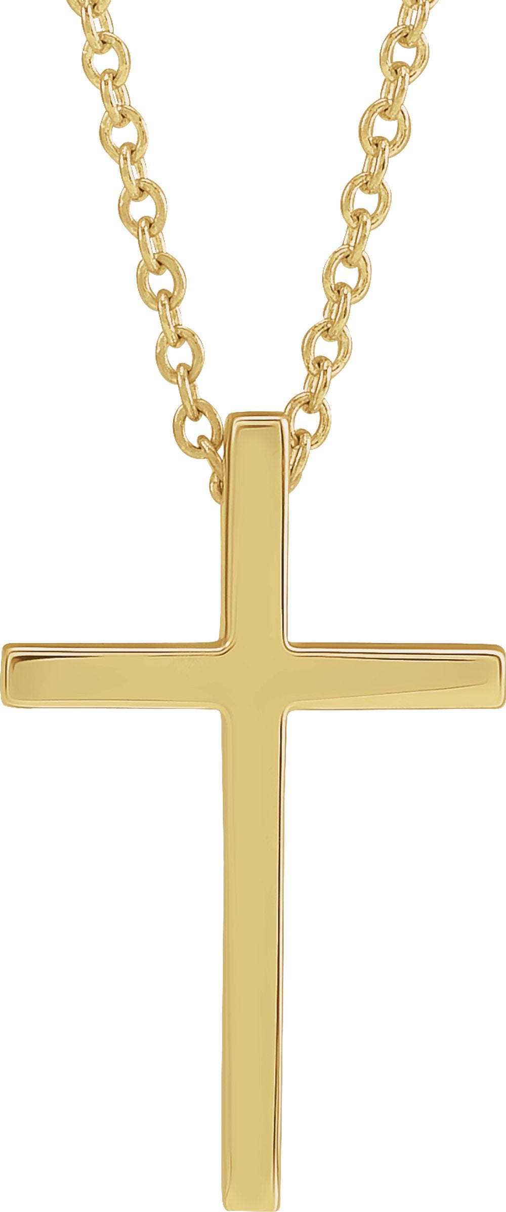 14K Yellow Gold 12x7.6 mm Cross 18" Necklace