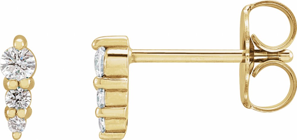 14K Yellow Gold .08 CTW Natural Diamond Graduated Bar Earrings