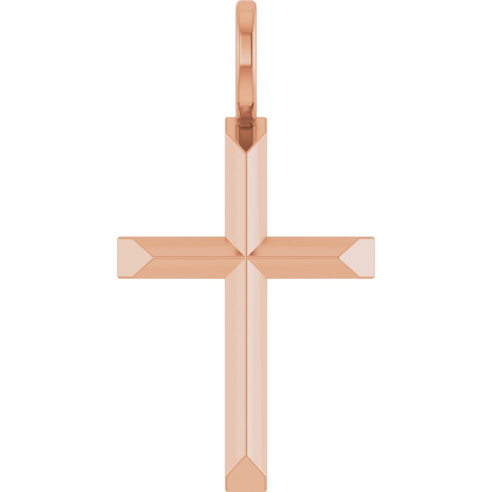 14K Rose Gold Knife-Edge Cross Charm/Pendant