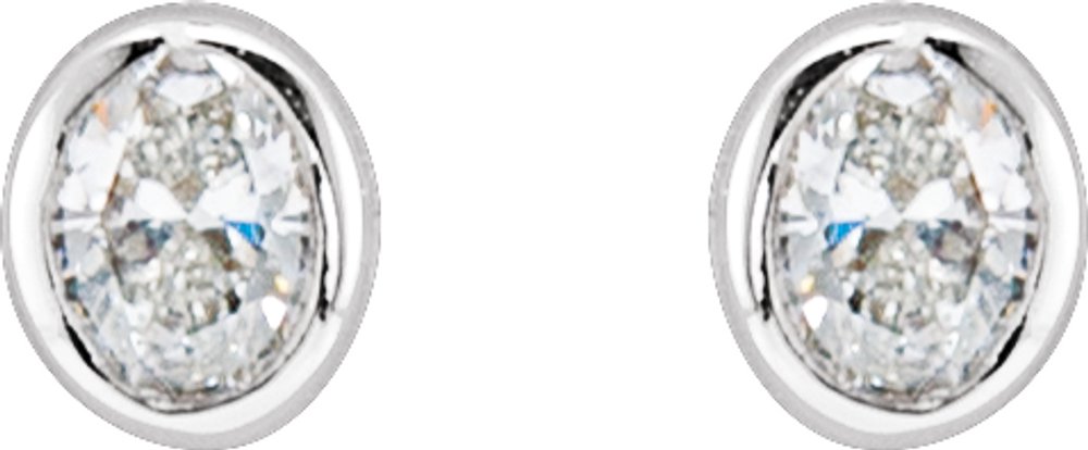 14K White 1/10 CTW Lab-Grown Diamond Bezel-Set Earrings