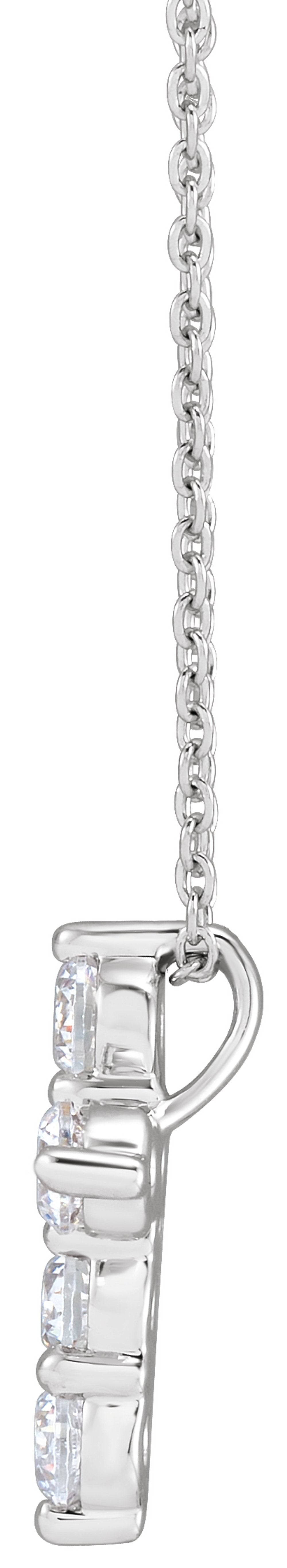 14K White Gold 1 CTW Lab-Grown Diamond Cross 18" Necklace