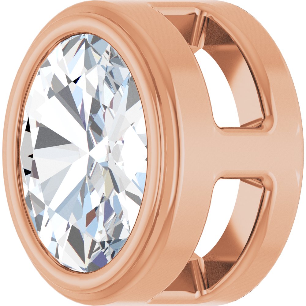 14K Rose Gold 1/10 CT Rose-Cut Natural Diamond Slide Pendant