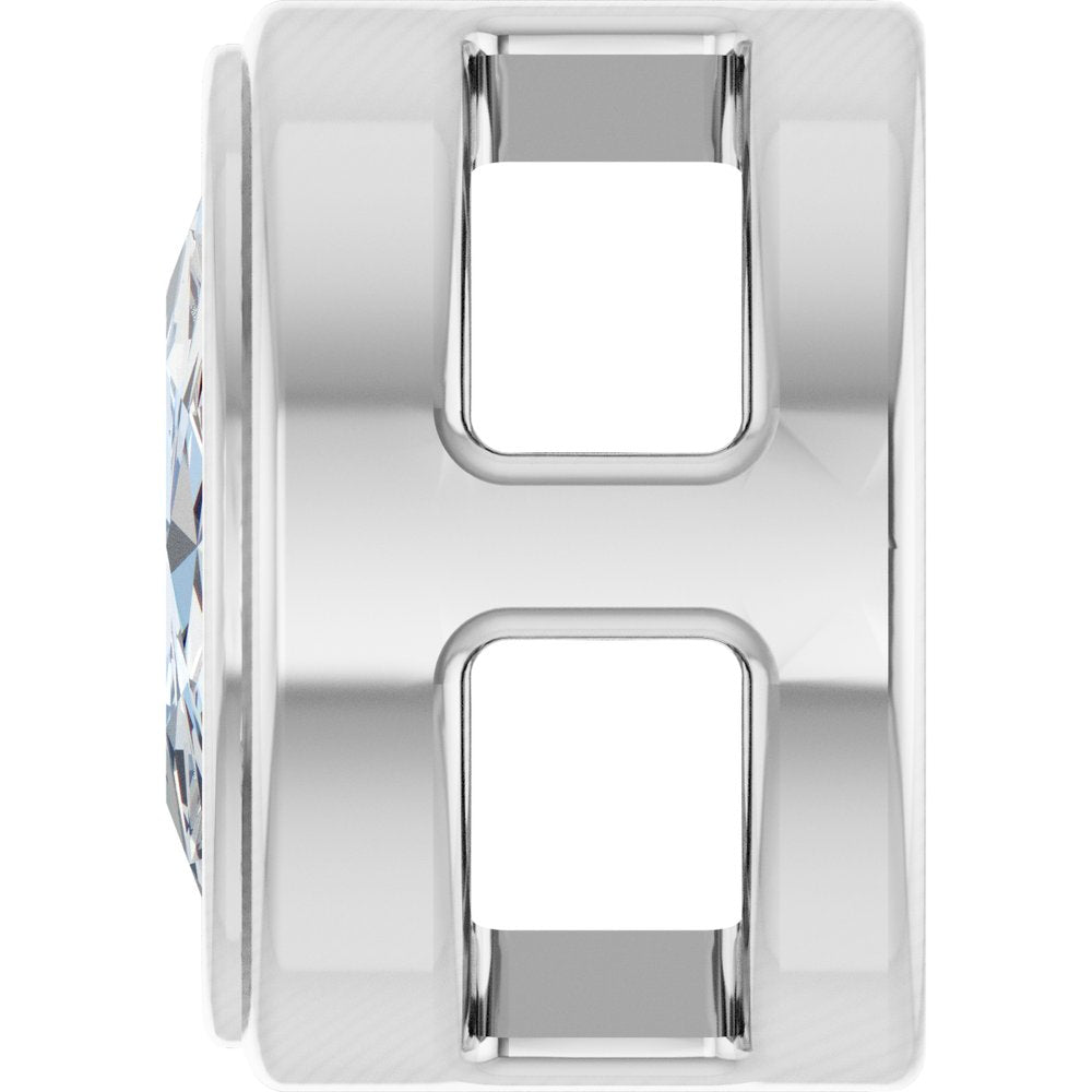 14K White Gold 1/10 CT Rose-Cut Natural Diamond Slide Pendant