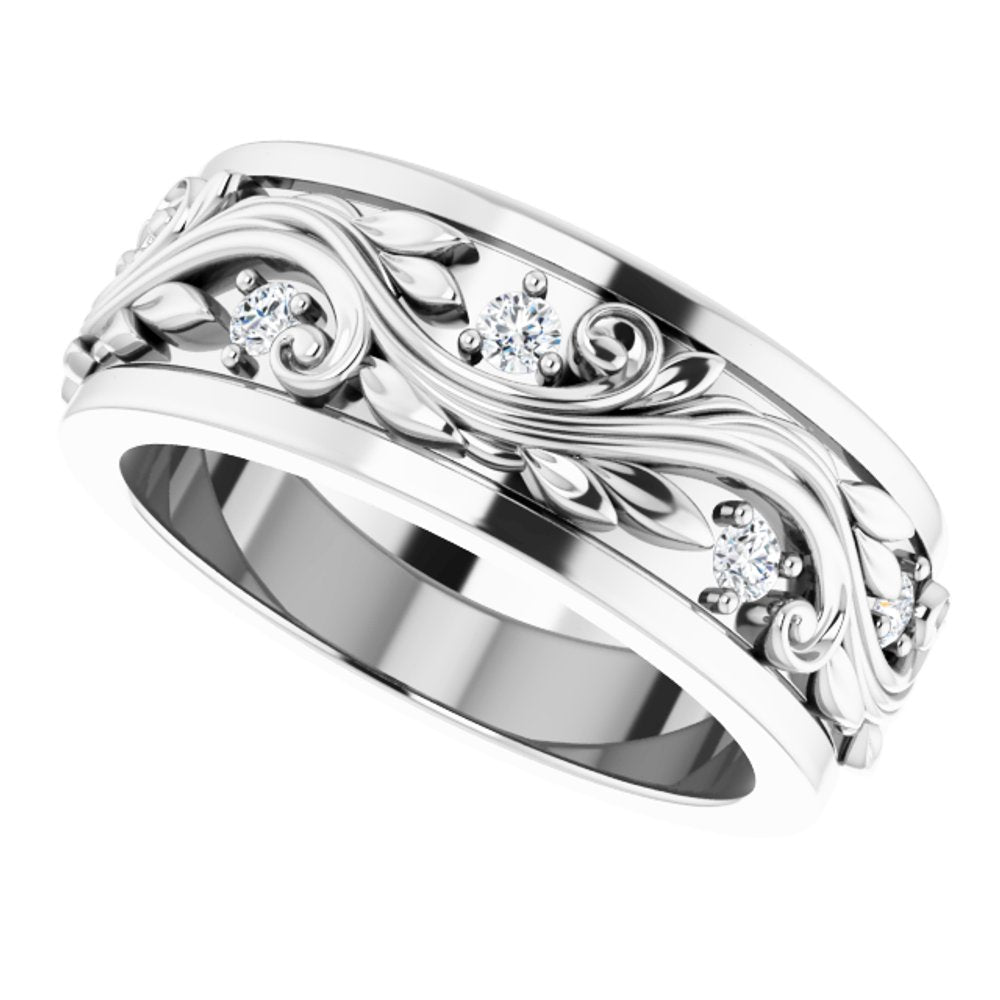 14K White Gold 1/6 CTW Natural Diamond Band Size 5