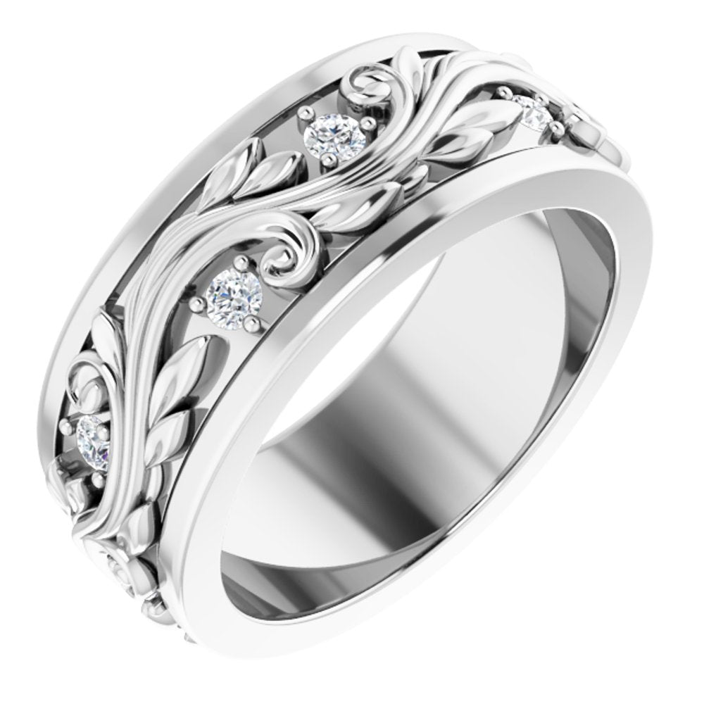 14K White Gold 1/6 CTW Natural Diamond Band Size 5