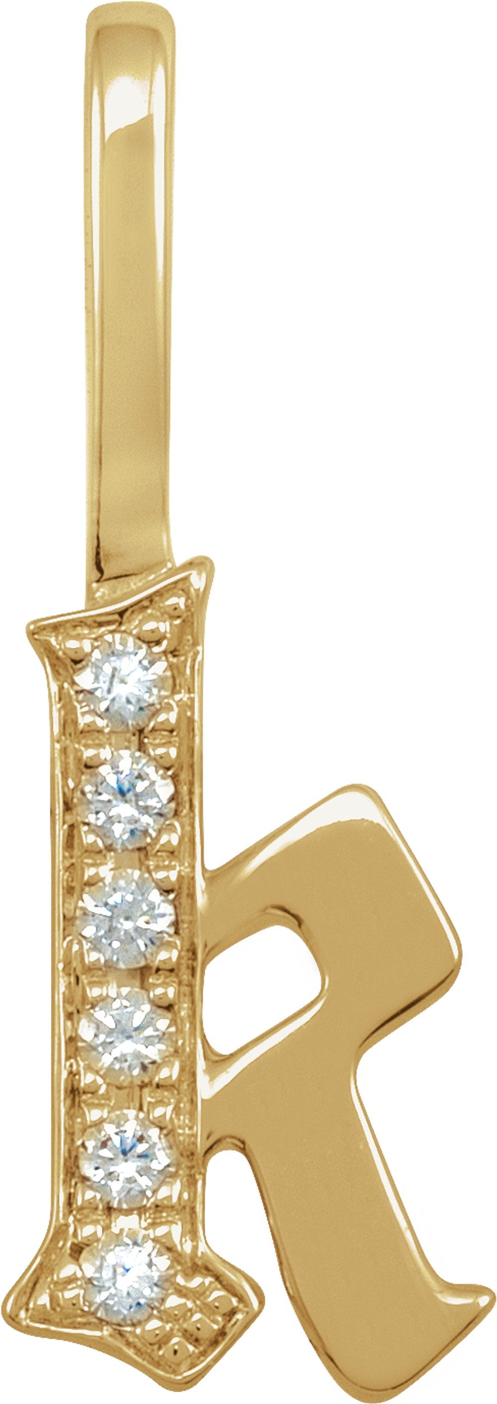 14K Yellow .045 CTW Natural Diamond Gothic Initial K Charm/Pendant