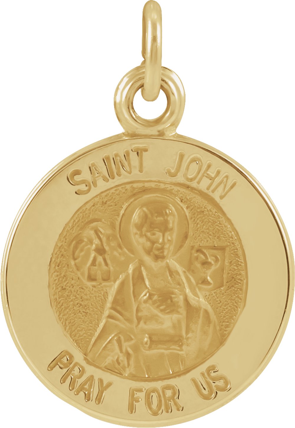 14K Yellow 15 mm Round St. John the Evangelist Medal