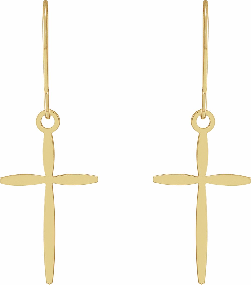 14K Yellow Cross Earrings