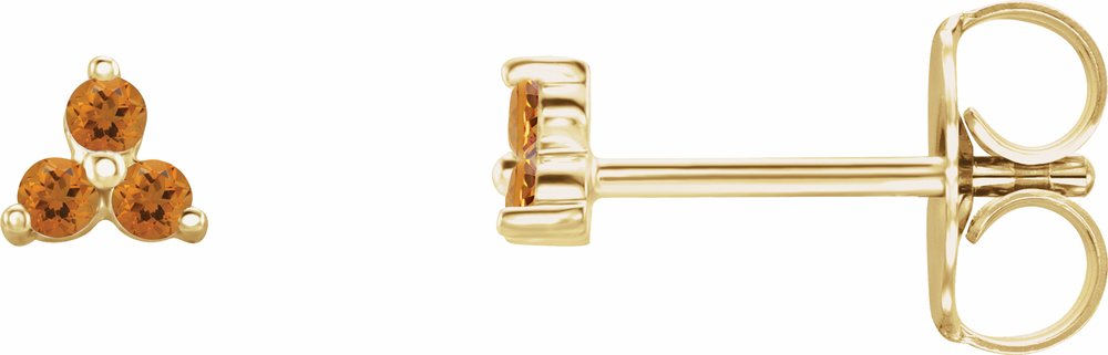14K Yellow Gold Natural Citrine Three Stone Earrings