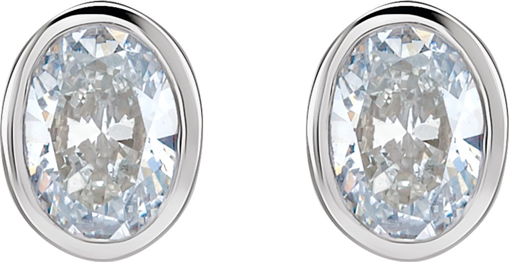 14K White 1/5 CTW Lab-Grown Diamond Bezel-Set Earrings