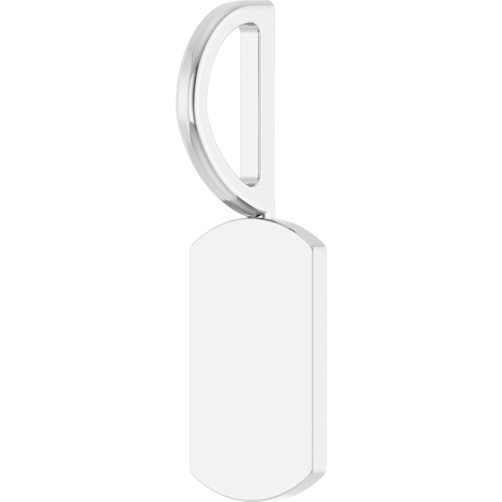 14K White Engravable Dog Tag Charm/Pendant