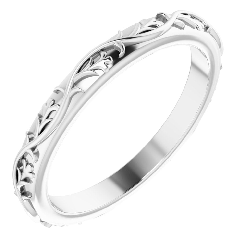 14K White Gold 2.5 mm Sculptural Flat Band Size 8