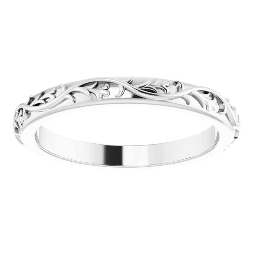 14K White Gold 2.5 mm Sculptural Flat Band Size 8