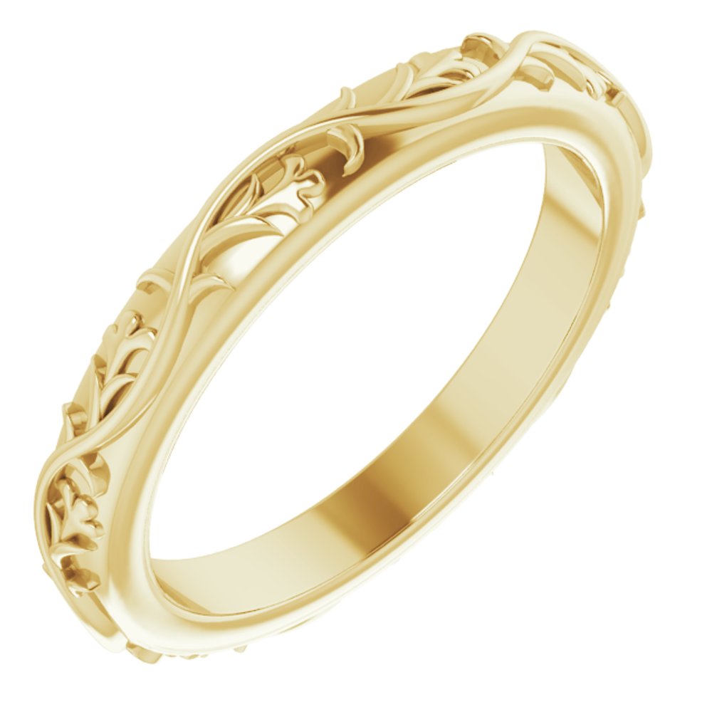 14K Yellow Gold 2.5 mm Sculptural Flat Band Size 5