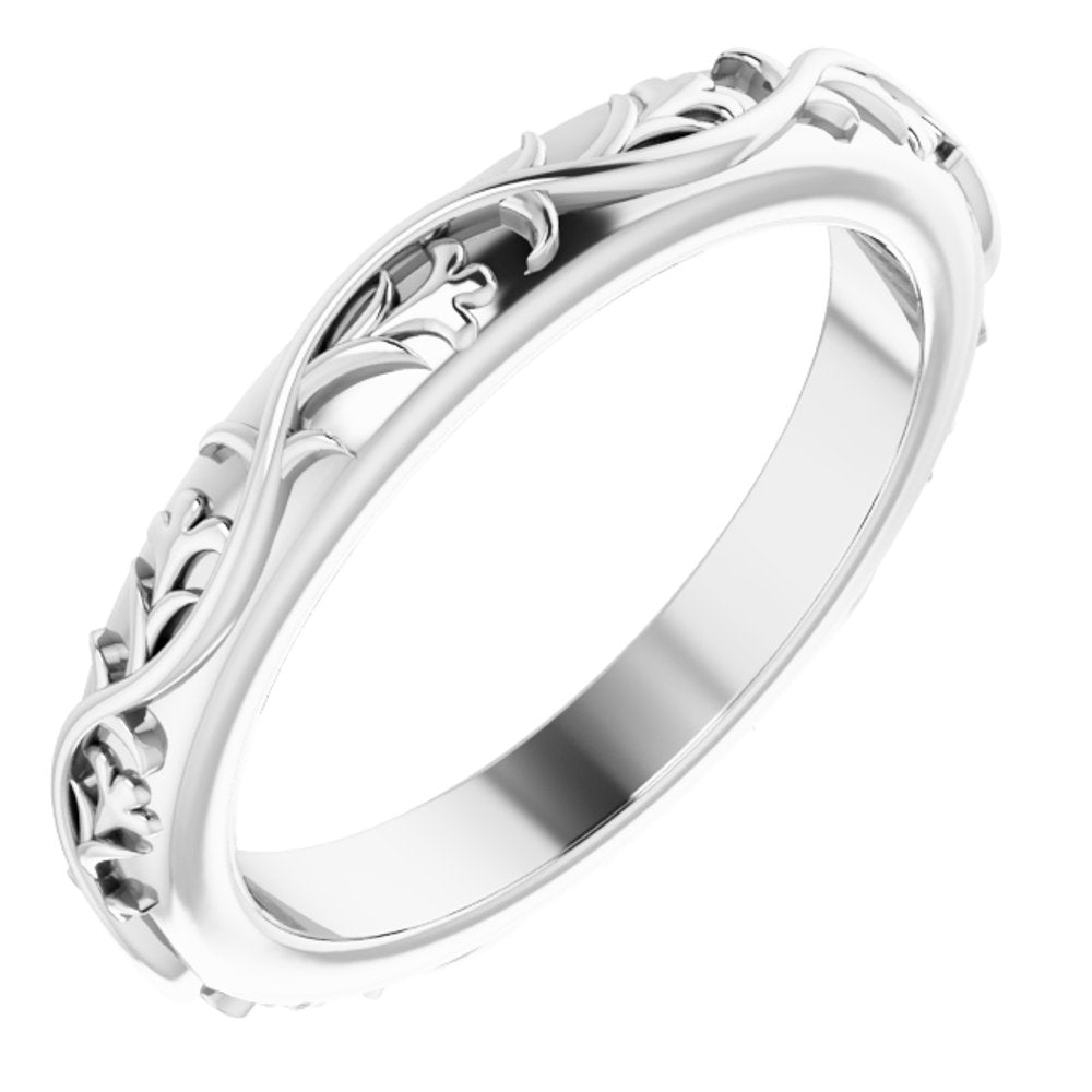 10K White 2.8 mm Sculptural Flat Band Size 4