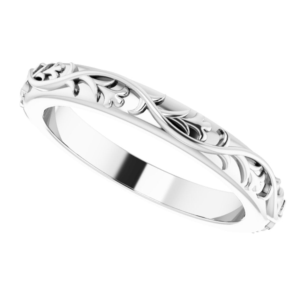 10K White 2.8 mm Sculptural Flat Band