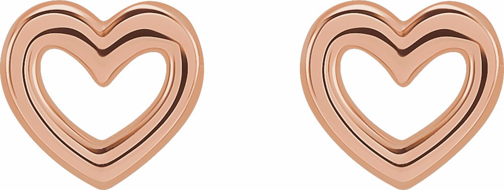 14K Rose Gold Heart Earrings