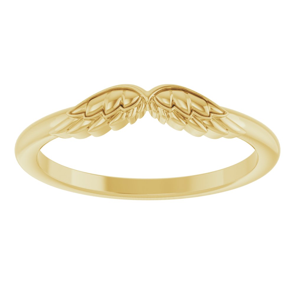 14K Yellow Gold Stackable Angel Wings Ring