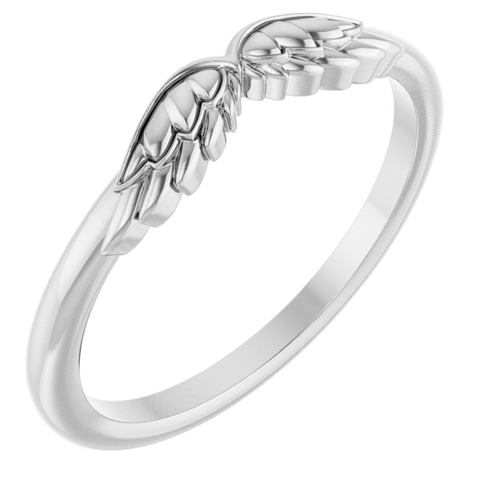 10K White Gold Stackable Angel Wings Ring