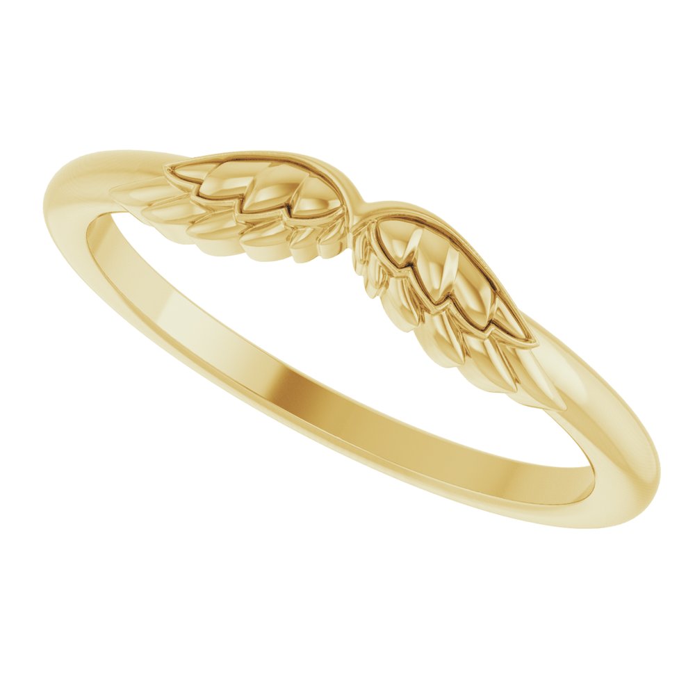 14K Yellow Gold Stackable Angel Wings Ring