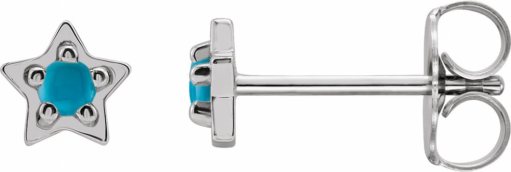 Sterling Silver Natural Turquoise Petite Star Earrings