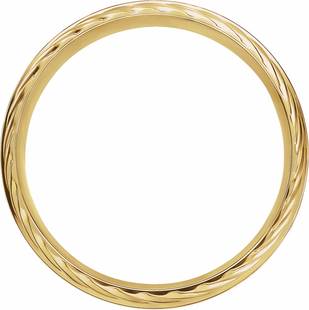14K Yellow Gold 6 mm Single Sided Rope Stepped-Edge Comfort-Fit Flat Band Size 6