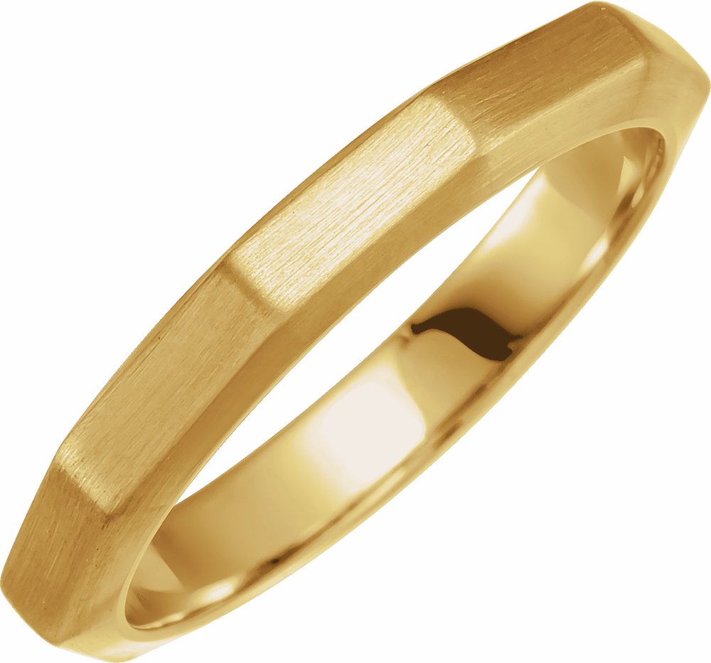 14K Yellow Gold 3 mm Geometric Flat Band Size 7