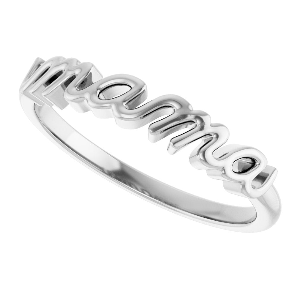 14K White Gold Mama Ring