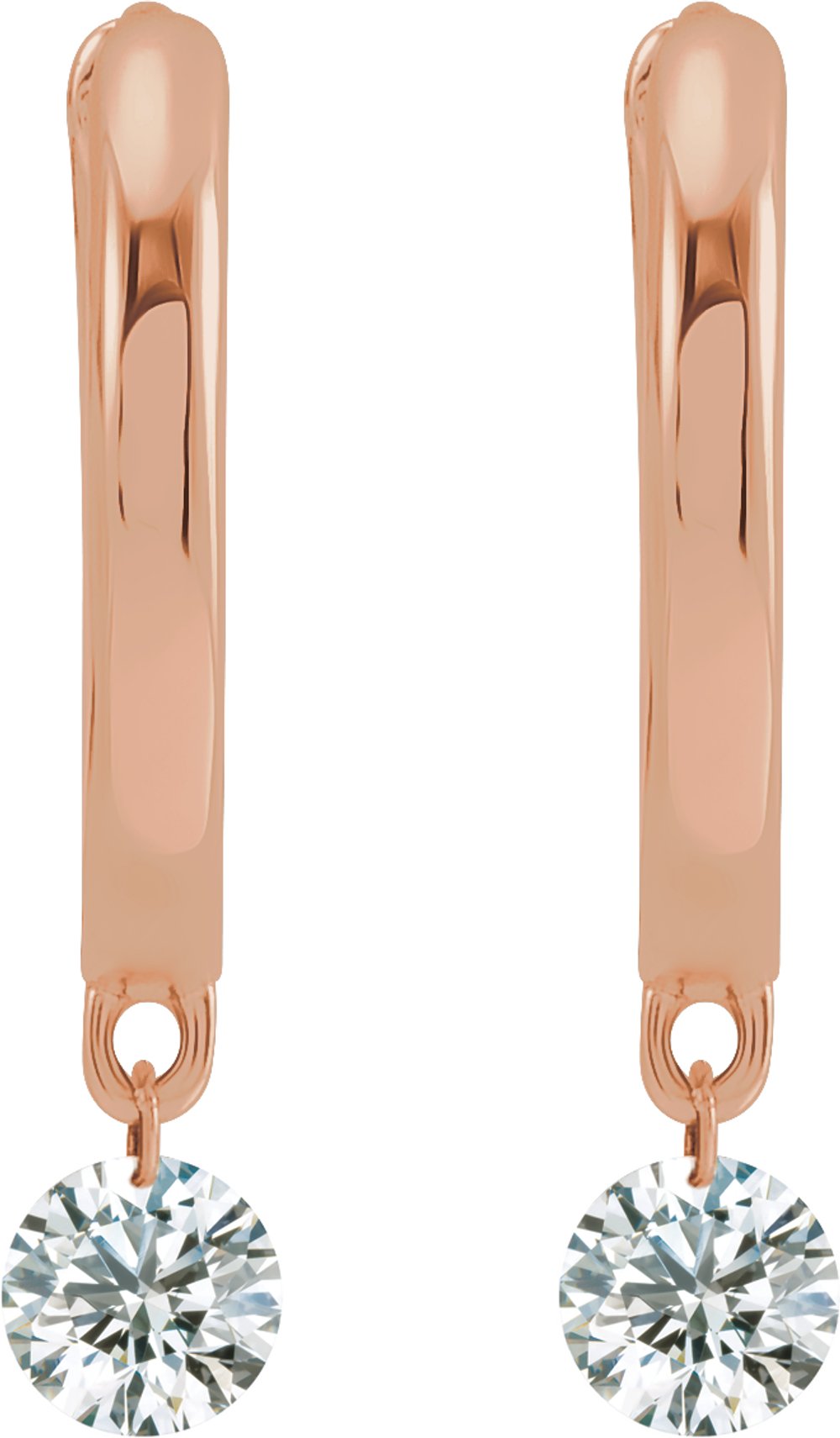 14K Rose Gold 1/3 CTW Drilled Natural Diamond Hinged Hoop Earrings