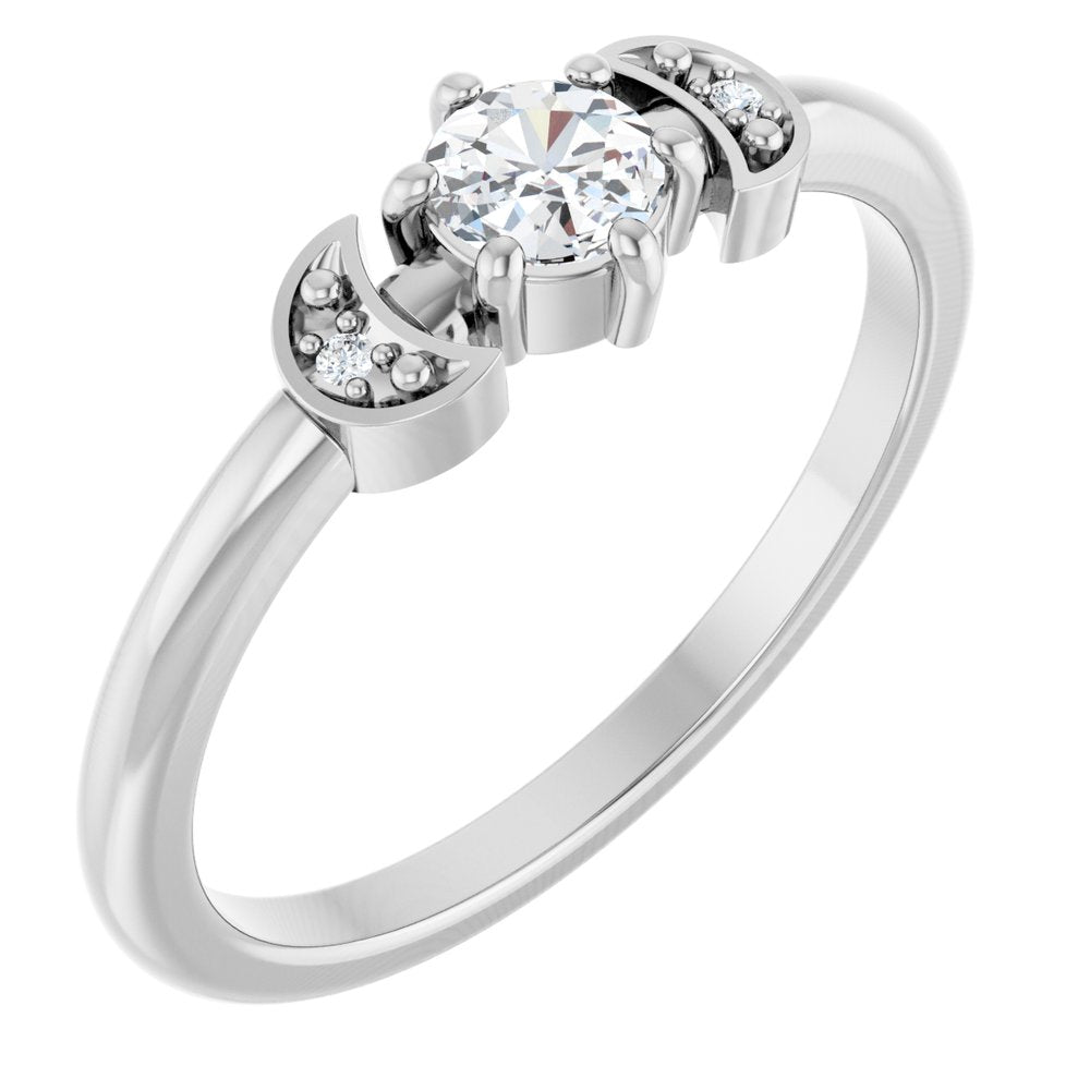 14K White Gold 1/6 CTW Rose-Cut Natural Diamond Stackable Ring