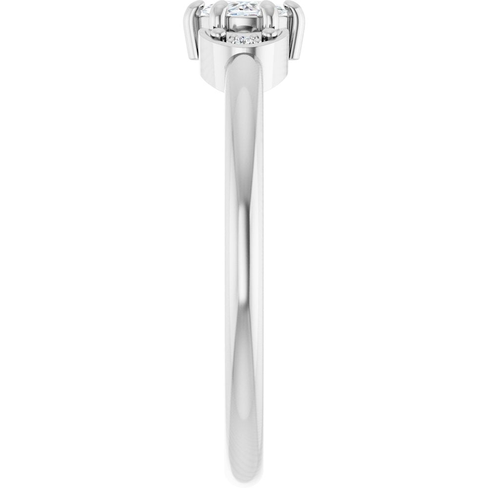 14K White Gold 1/6 CTW Rose-Cut Natural Diamond Stackable Ring