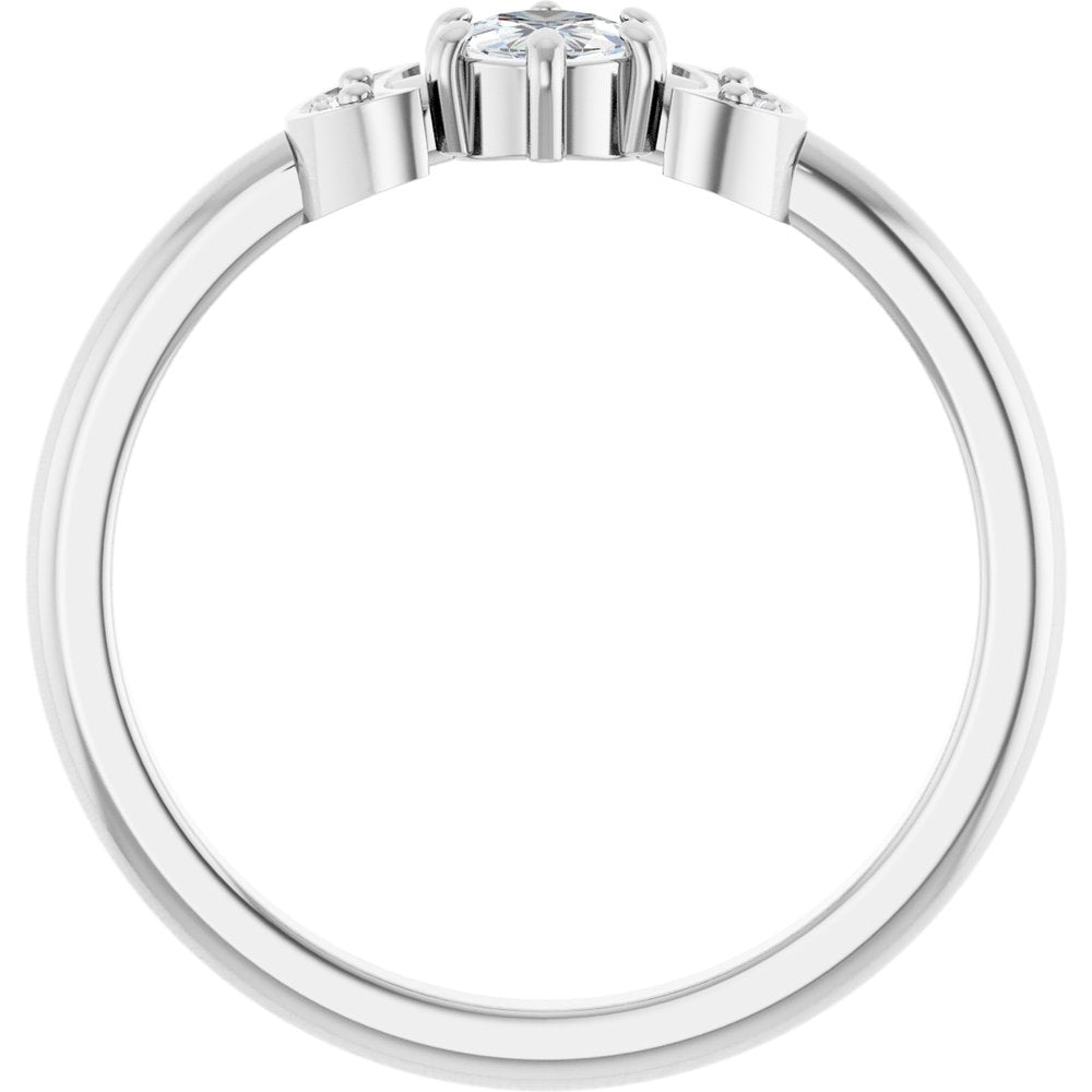 14K White Gold 1/6 CTW Rose-Cut Natural Diamond Stackable Ring