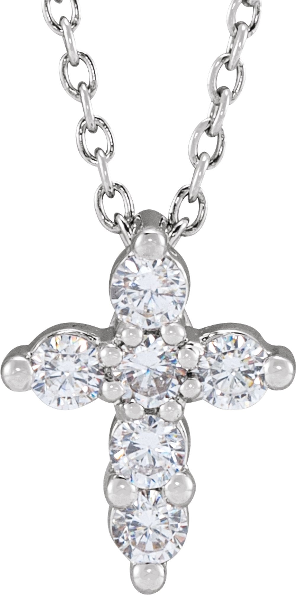 14K White Gold 1/4 CTW Lab-Grown Diamond Cross 18" Necklace